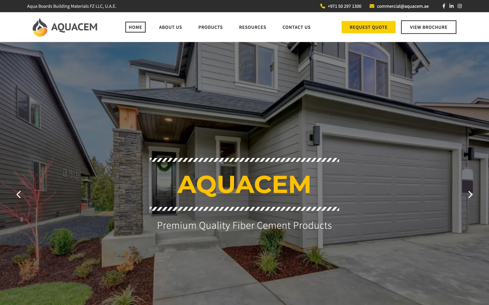 Aquacem homepage at 1440px wide