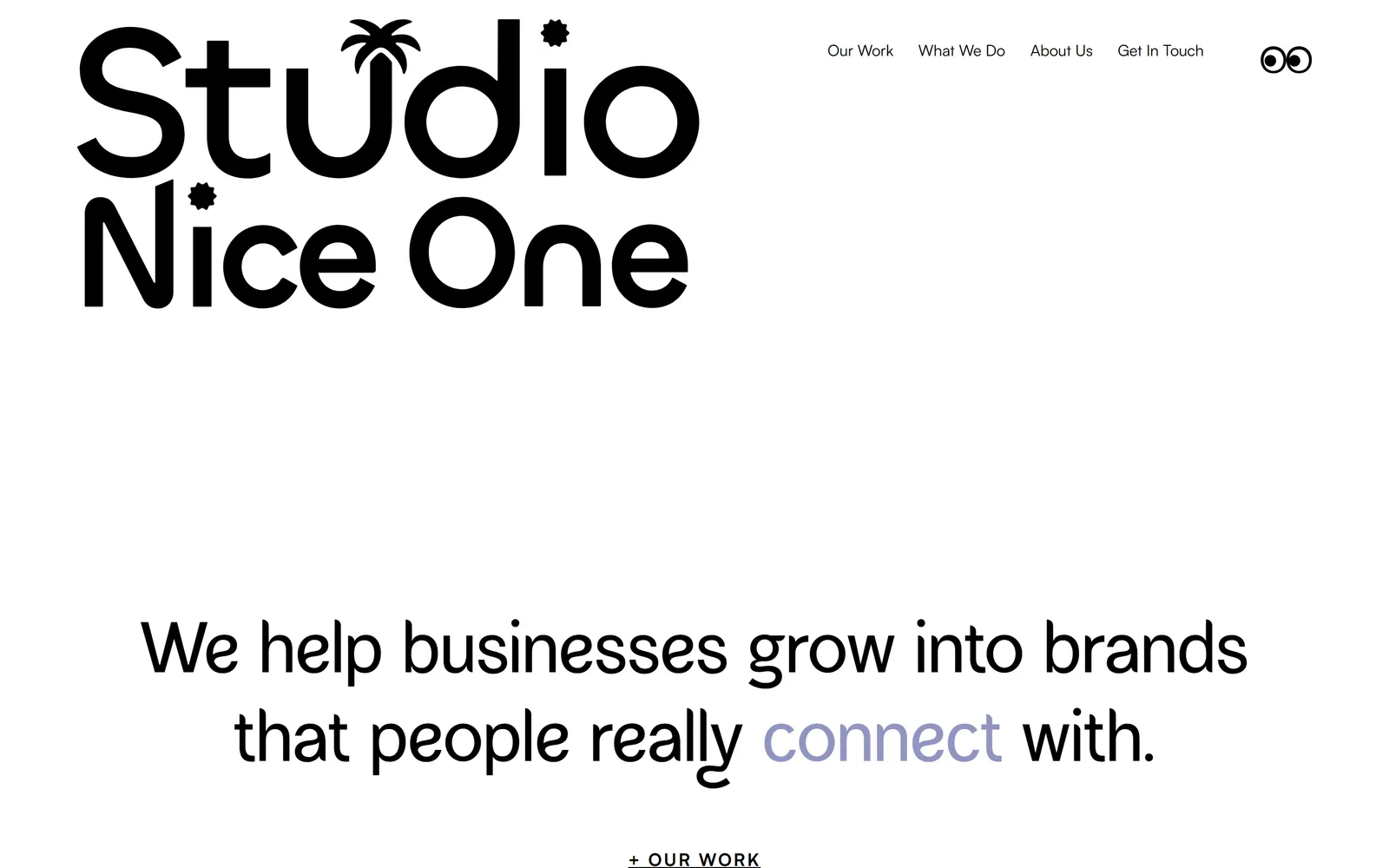 Studio Nice One homepage at 1440px wide