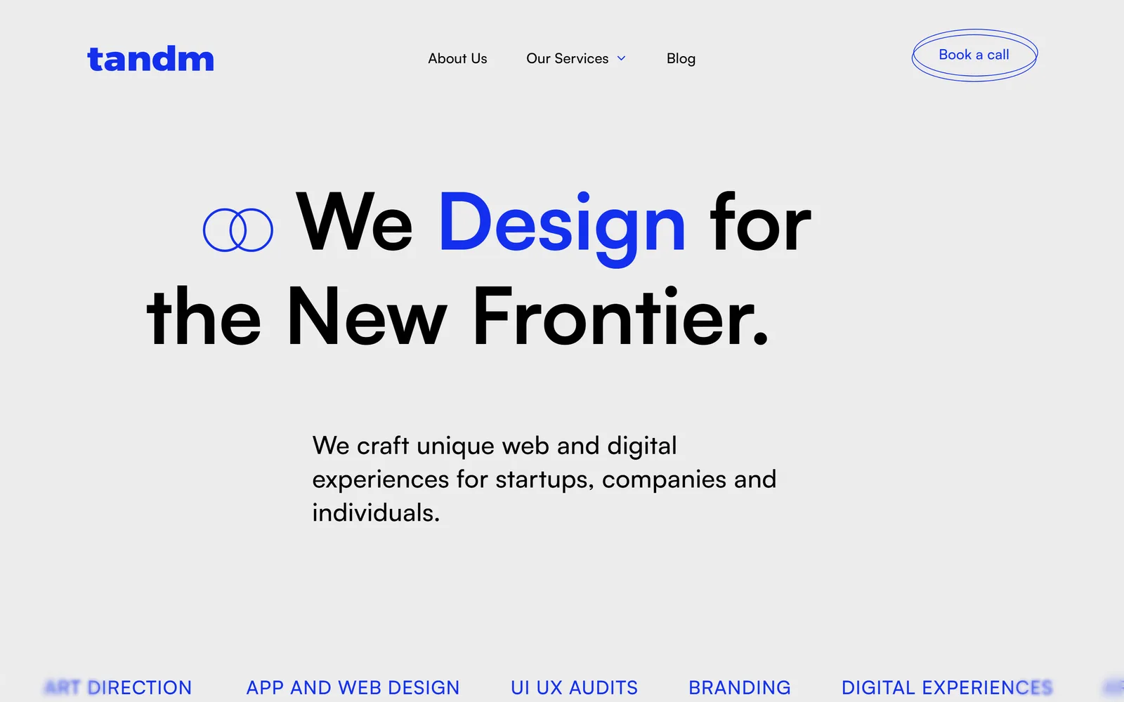 Tandm Studio homepage at 1440px wide