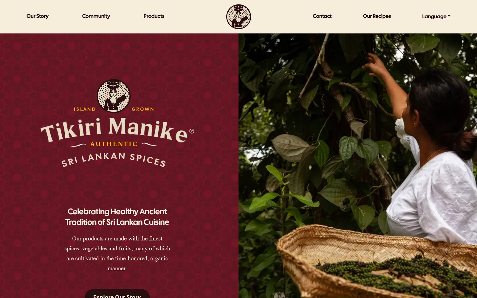 Tikiri Manike homepage at 1440px wide
