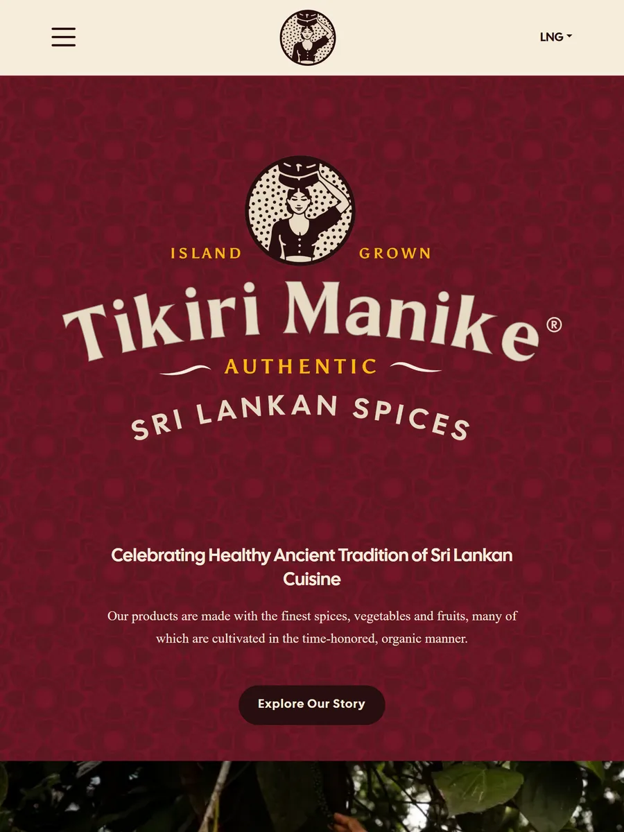 Tikiri Manike homepage at 834px wide